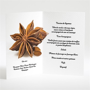 Menu mariage etoiles anis - Intérieur du menu
