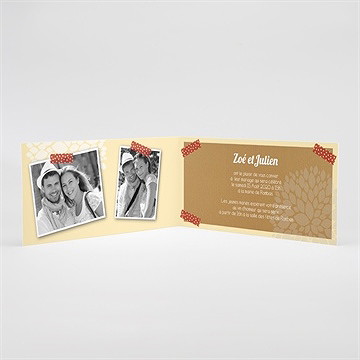 Faire-part mariage photos scotchées - Intérieur du faire-part