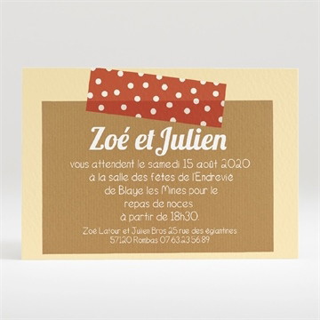 Carton d'invitation mariage photos scotchées