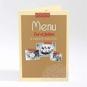 Menu mariage photos scotchées