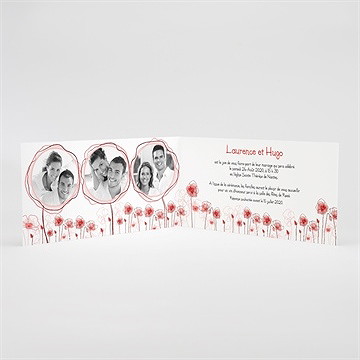 Faire-part mariage silhouettes fleuries - Intérieur du faire-part