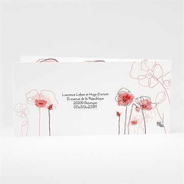 Faire-part mariage silhouettes fleuries - Dos du faire-part