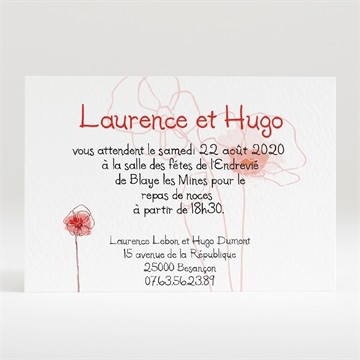 Carton d'invitation mariage silhouettes fleuries
