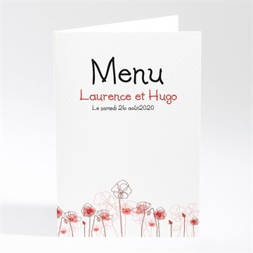 Menu mariage silhouettes fleuries