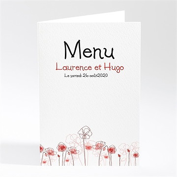 Menu mariage silhouettes fleuries