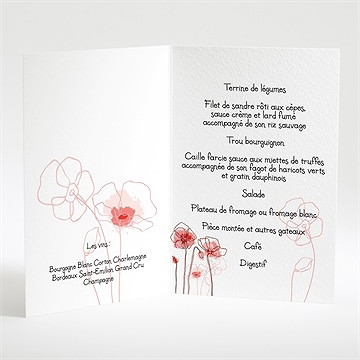 Menu mariage silhouettes fleuries - Intérieur du menu
