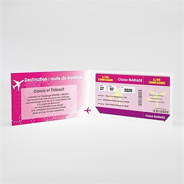 Faire-part mariage embarquement immédiat - Intérieur du faire-part