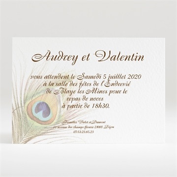 Carton d'invitation mariage plume enchantée