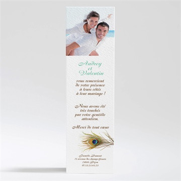 Remerciement mariage plume enchantée