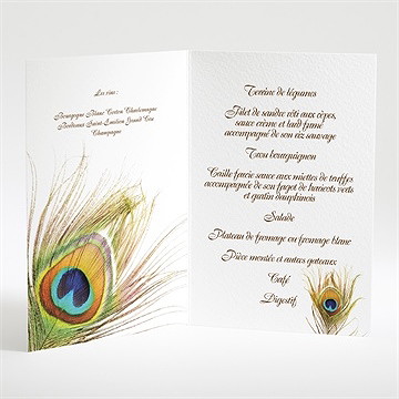 Menu mariage plume enchantée - Intérieur du menu