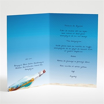 Menu mariage une bouteille à la mer - Intérieur du menu