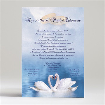 Faire-part mariage deux cygnes charmants
