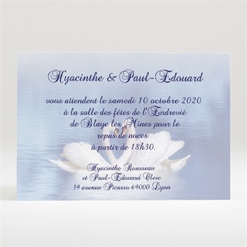 Carton d'invitation mariage deux cygnes charmants