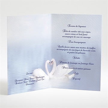 Menu mariage deux cygnes charmants - Intérieur du menu