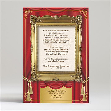 Faire-part mariage dans le cadre - Dos du faire-part
