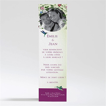 Remerciement mariage champêtre violet