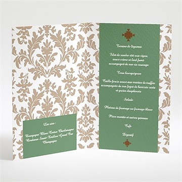 Menu mariage carte marron et verte - Intérieur du menu