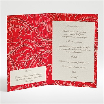 Menu mariage baroque rouge et or - Intérieur du menu