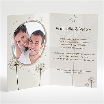 Faire-part mariage joli pissenlit - Intérieur du menu