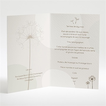 Menu mariage joli pissenlit - Intérieur du menu