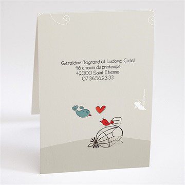 Faire-part mariage fleurs rouges et grises - Dos du faire-part