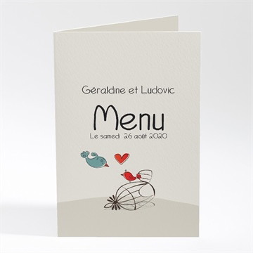 Menu mariage fleurs rouges et grises