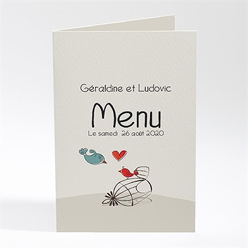 Menu mariage fleurs rouges et grises