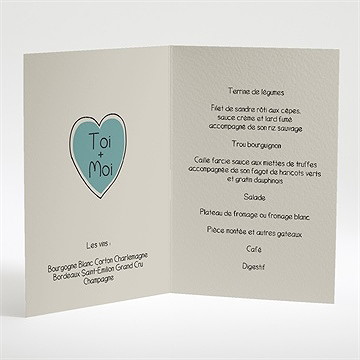 Menu mariage fleurs rouges et grises - Intérieur du menu