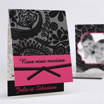 Faire-part mariage cachemire noir et gris