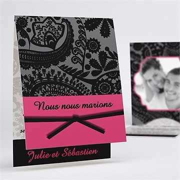 Faire-part mariage cachemire noir et gris