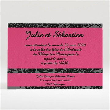 Carton d'invitation mariage cachemire noir et gris