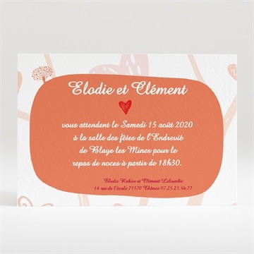 Carton d'invitation mariage l'arbre de l'amour