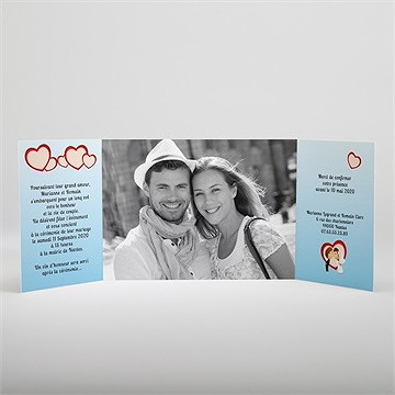 Faire-part mariage illustrations mariés comiques - Intérieur du faire-part