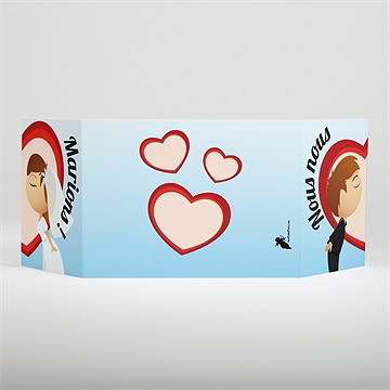 Faire-part mariage illustrations mariés comiques - Dos du faire-part