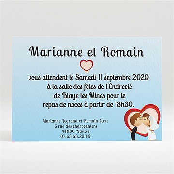 Carton d'invitation mariage illustrations mariés comiques