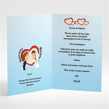 Menu mariage illustrations mariés comiques - Intérieur du menu