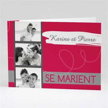 Faire-part mariage framboise et gris photo