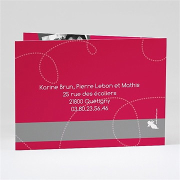 Faire-part mariage framboise et gris photo - Dos du faire-part