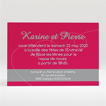 Carton d'invitation mariage framboise et gris photo