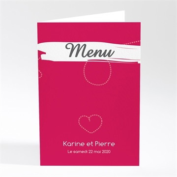 Menu mariage framboise et gris photo