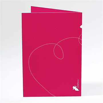 Menu mariage framboise et gris photo - Dos du menu