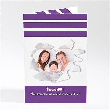 Faire-part mariage jolies rayures violettes