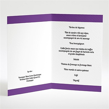 Menu mariage jolies rayures violettes - Intérieur du menu