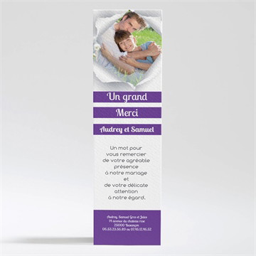 Remerciement mariage jolies rayures violettes