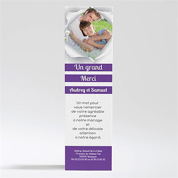 Remerciement mariage jolies rayures violettes