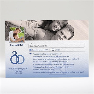 Faire-part mariage nous deux pour la vie