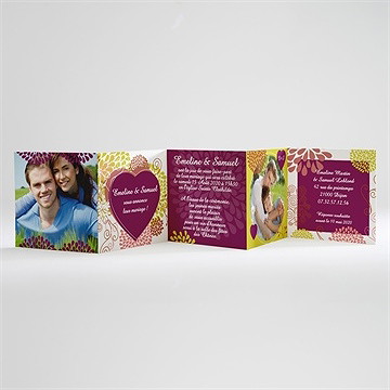 Faire-part mariage jolie champêtre romantique - Intérieur du faire-part