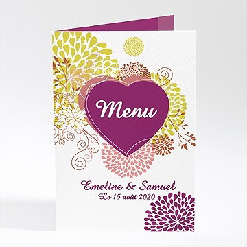 Menu mariage jolie champêtre romantique