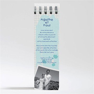 Remerciement mariage carnet d'écolier enfant