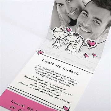 Faire-part mariage amoureux illustrés - Intérieur du faire-part